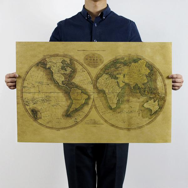 

Vintage Style Retro Kraft Paper Poster Home Decorations Old World Map