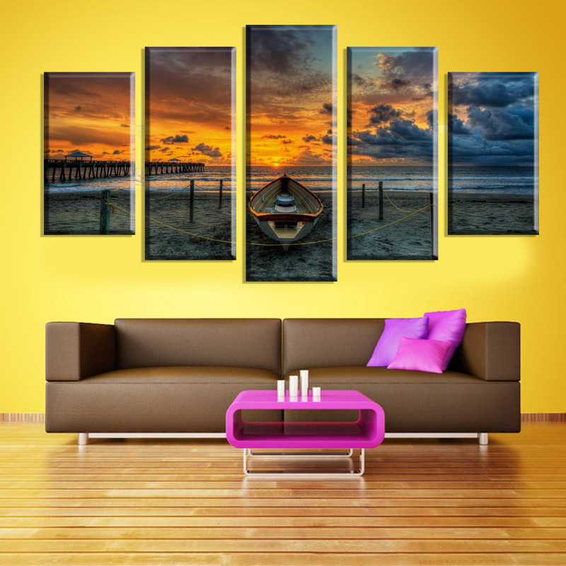 

5 Cascade The Sea Sunset Canvas Wall Painting Picture Home Decoration Without Frame Including Insta