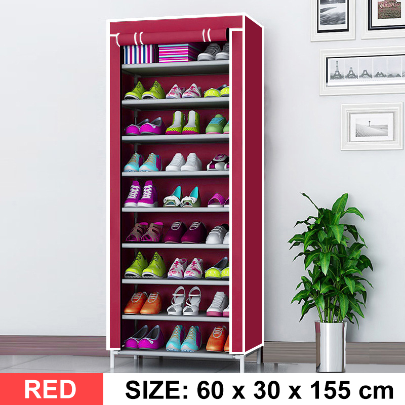 Find 10 Tier DIY Shoe Rack Portable Storage Cabinet Organiser Wardrobe Dustproof for Sale on Gipsybee.com with cryptocurrencies
