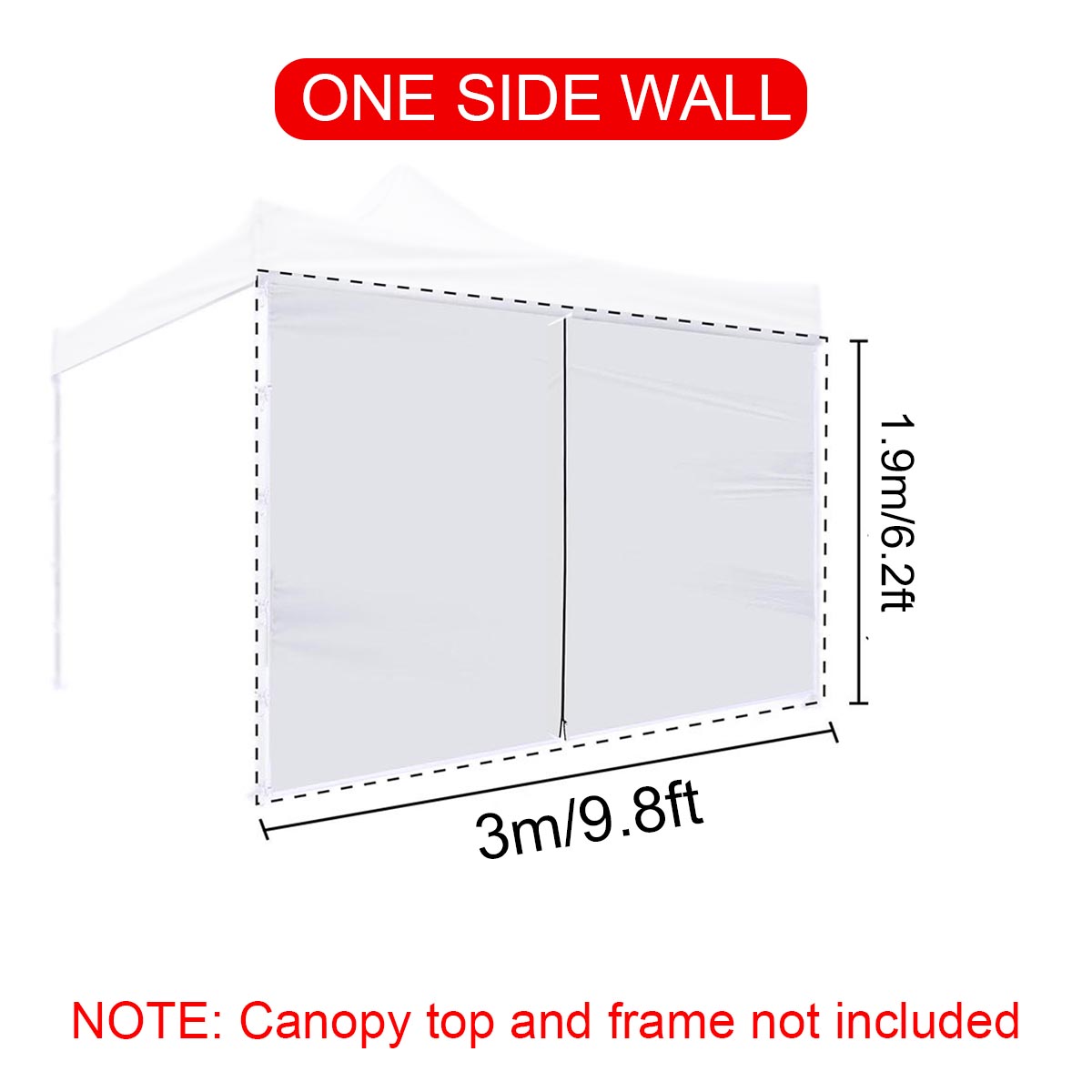 9.8x6.2FT Canopy Side Wall Panel Gazebo Tent Shelter Shade Zipper Sidewall Cloth 2