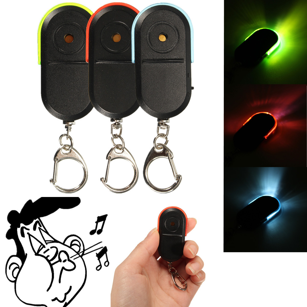 

Wireless Anti-Lost Alarm Key Finder Locator Keychain Whistle Sound with LED Light