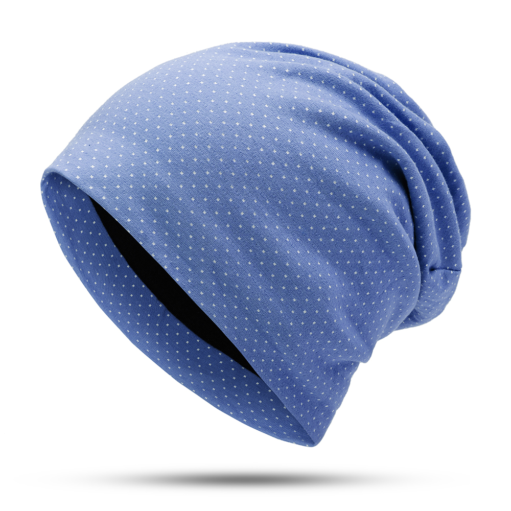 

Men Women Cotton Dot Print Beanie Hat Earmuffs Skullcap