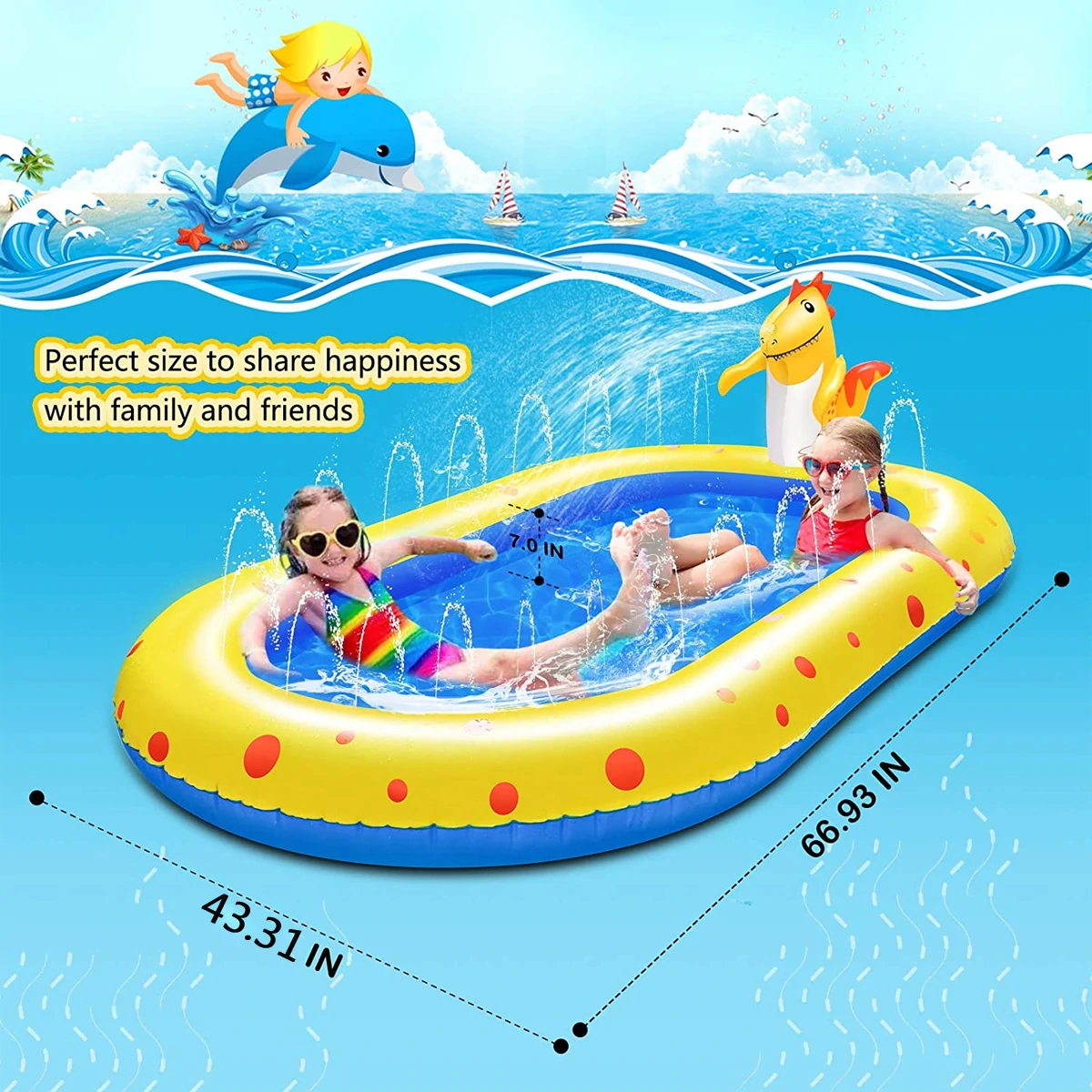 Inflatable Fountain Pool Kids Baby Outdoor Water Toys