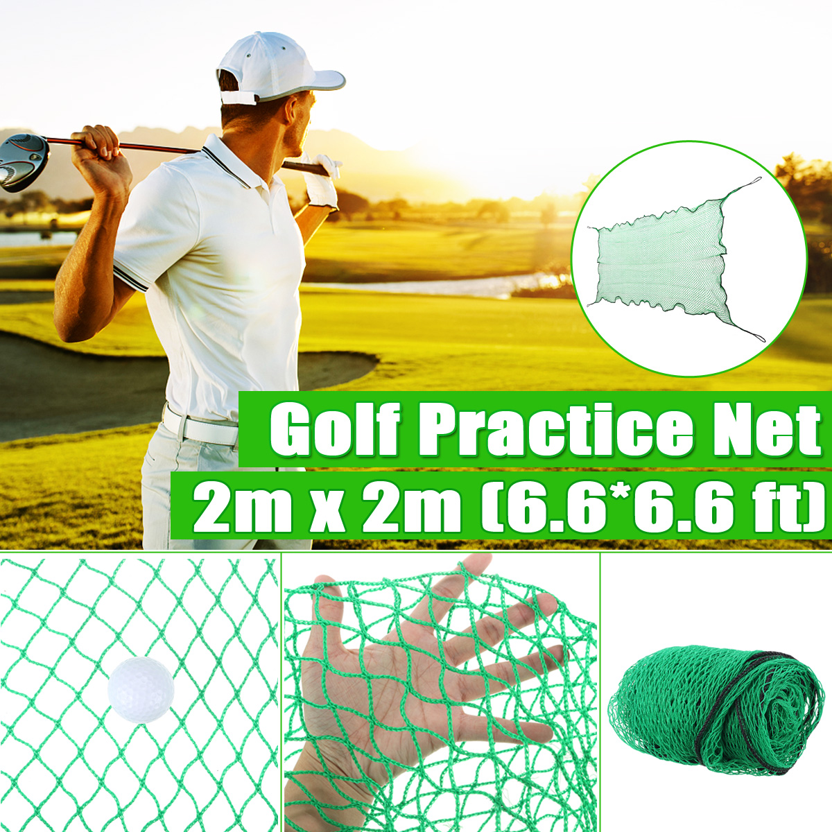 Outdoor 2M x 2M Golf Practice Nylon Netting 12