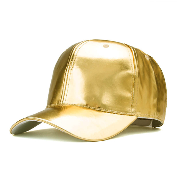 

Men Bright Gold Silver PU Leather Baseball Cap Fahsion Casual Adjustable Snapback Hats