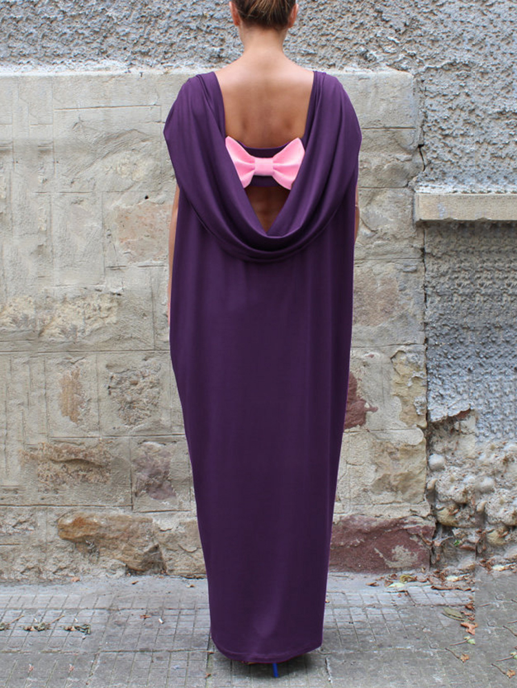 

Элегантный Женское Batwing Sleeve Bowknot Назад Maxi Платье