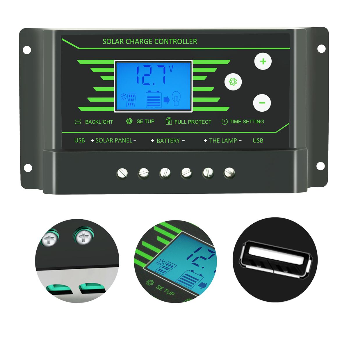 

PWM Solar Controller 10A 12V 24V Auto PV Solar Charge Controller Dual 5V USB Battery Regulator