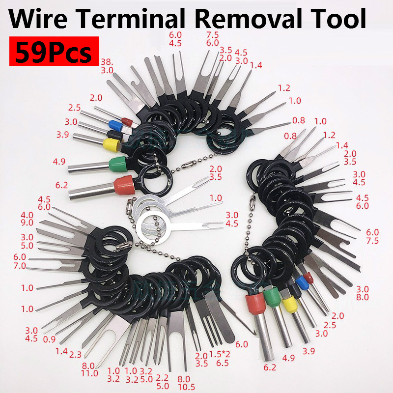 N\A 59PCS Wire Terminal Removal Tool Car Pin Extractor Puller Release Pin Auto Terminals Removal Key Tool Set for Depinning Crimp Wire Connectors 
