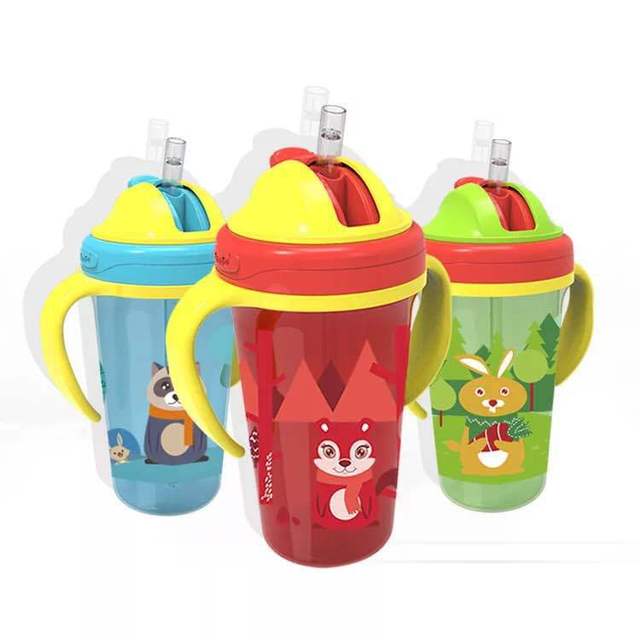 

Baby Baby Child Cup With Straw Handle Learning Cup Drinking Cup Training Cup Cartoon Pattern
