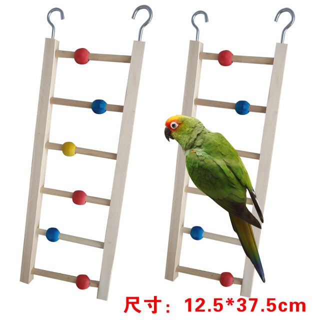 

Large Parrot / Bird Utensils Parrot Toy Wooden Stairs Squirrel With Colored Beads Wooden Ladder Standing Bar
