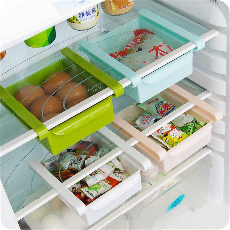 

4 Colors Plastic Kitchen Refrigerator Fridge Storage Rack Freezer Shelf Holder Kitchen Organization