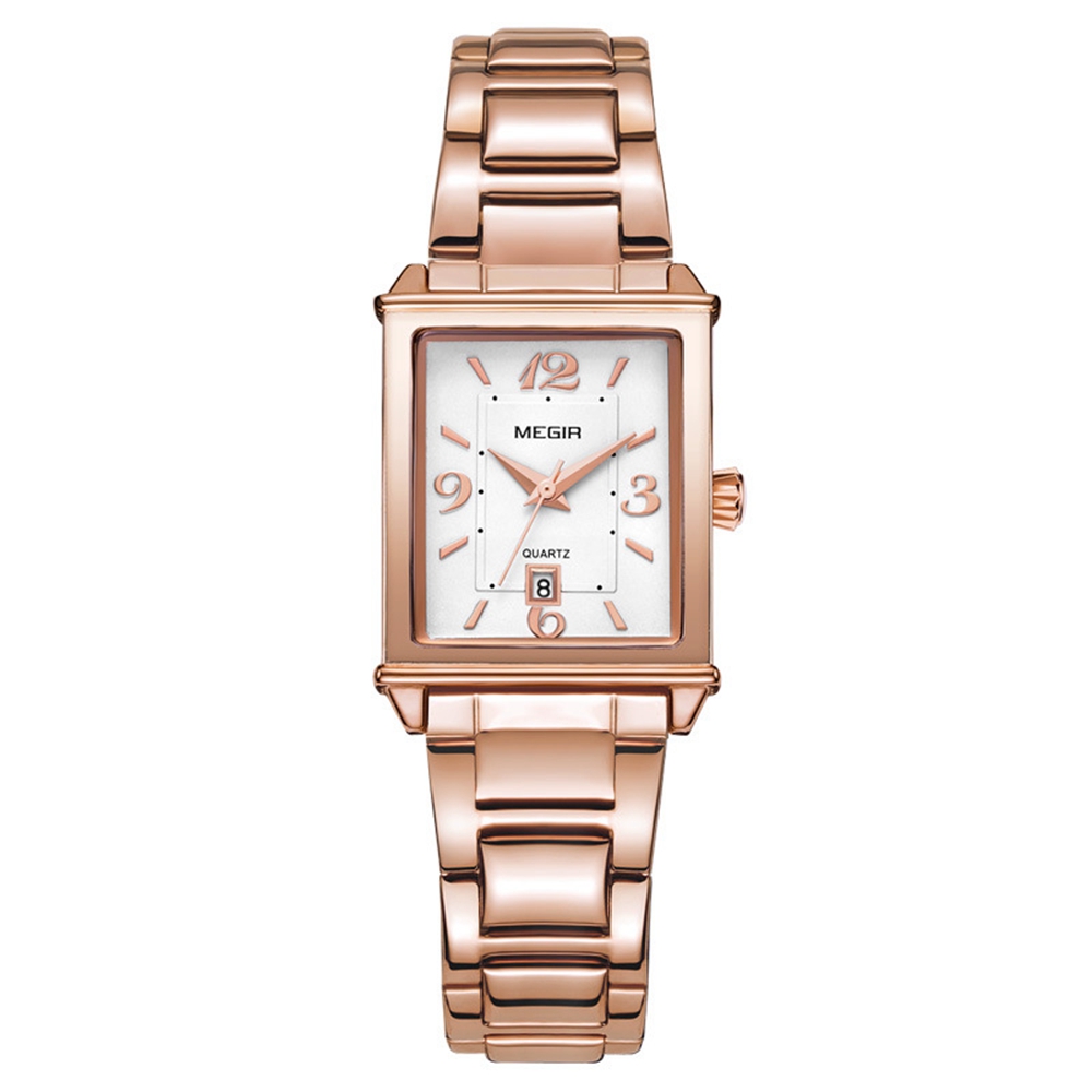 

MEGIR 1079 Розовое золото Чехол Календарь Кварцевые часы Элегантный стиль Женское Наручные часы для любителей