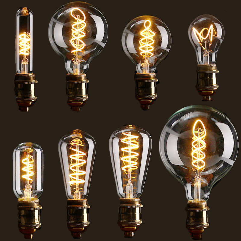 

E27 С регулируемой яркостью COB LED Винтаж Ретро Промышленные Edison Лампа Внутреннее освещение Лампа накаливания AC110V