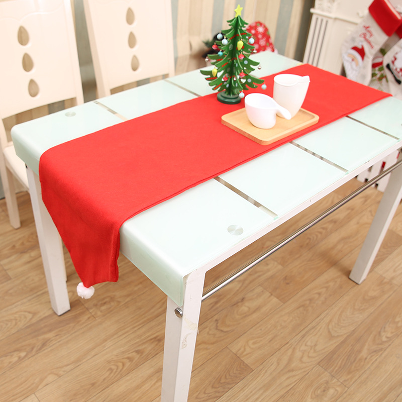 

34X176CM Christmas Table Runner Mat Tablecloth Christmas Flag Home Party Decor Red Table Runners