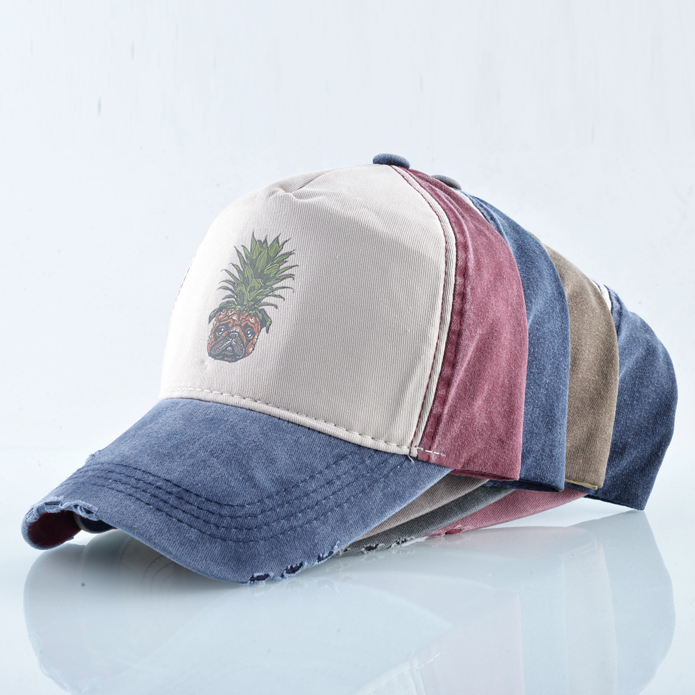 Classic Hip Hop Cap for Unisex Mens Colorful Pineapple Flat Baseball Cap 