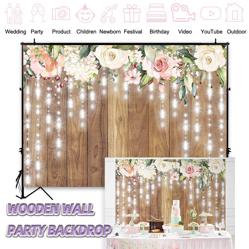 Durable Fabric Wooden Wall Party Backdrop Wedding Photography