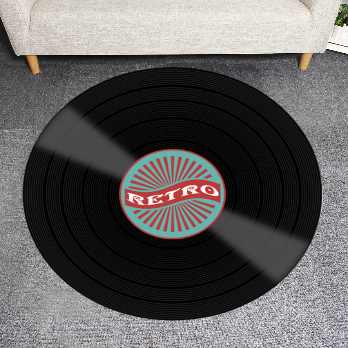 

Vinyl Records Innovative Carpet Round Mat Europe Fashion Retro Black Carpet Record Pattern Rug For Living Room Bedroom Floor Mat
