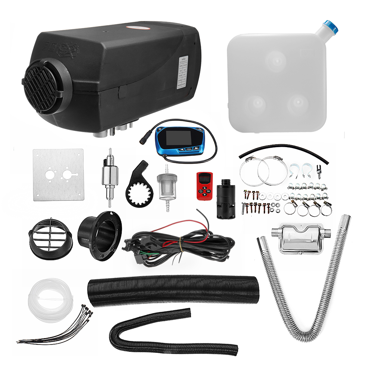 

12V 8kw Diesel Air Heater Parking Heater Kit LCD Switch with 10L Tank & Silencer & Remote Control