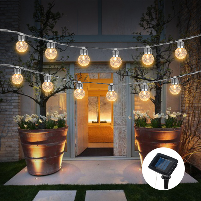 

3.8M Solar Powered 10 LED Pineapple Hanging Bulb String Light Christmas Outdoor Party Patio Decor