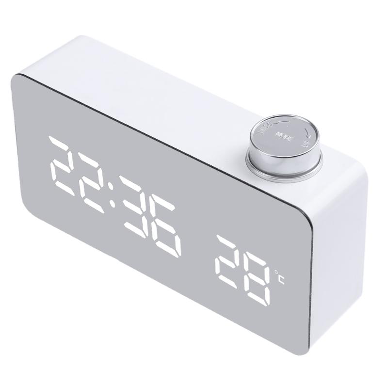 

TS-S51 Alarm Clock Multifunction Electronic Digital Thermometer with Clock Snooze Large LED Display Home Decor Mirror Function