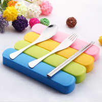 

A1668 environmentally friendly portable tableware stainless steel set travel student cutlery box fork spoon chopsticks