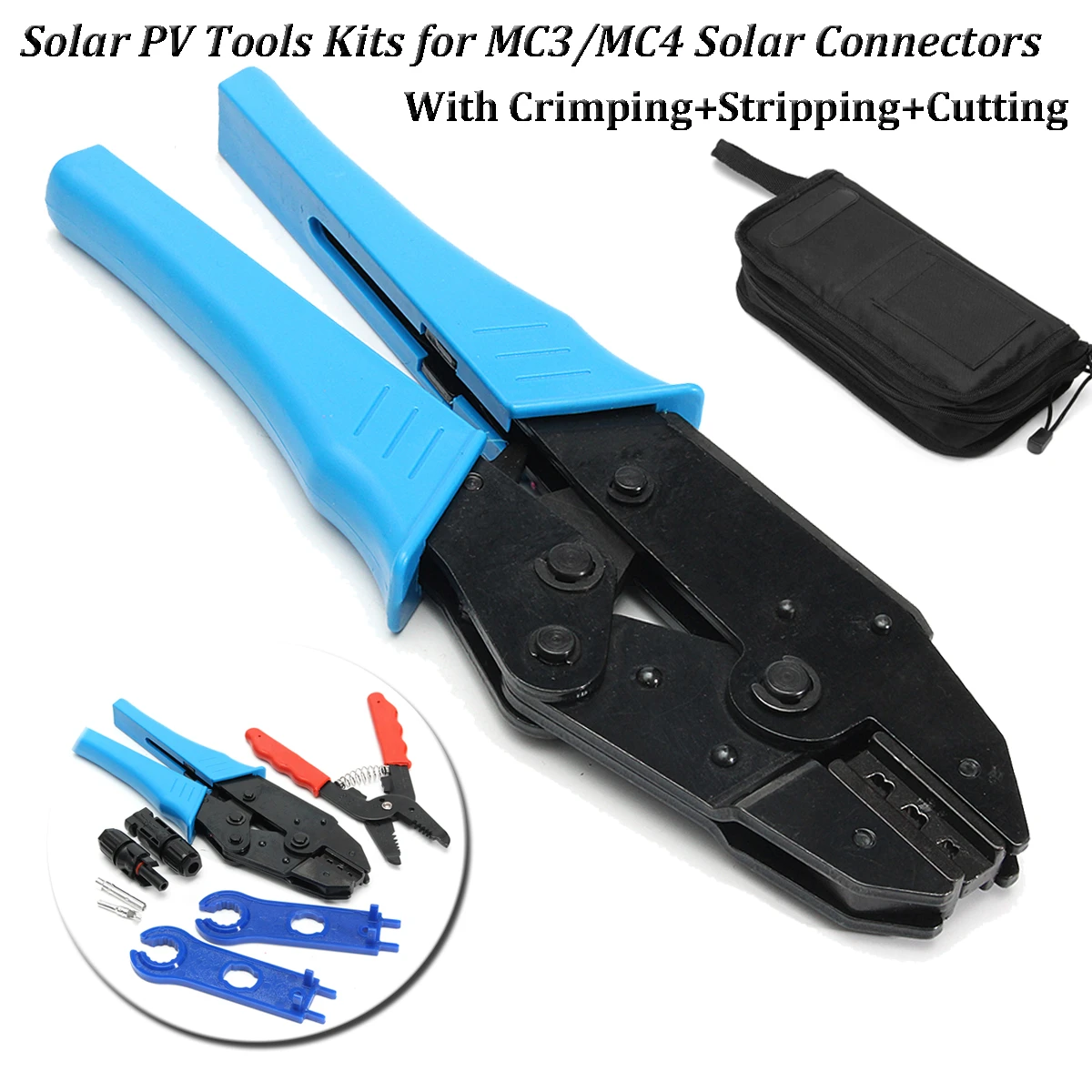 MC3/MC4 Güneş Konnektörleri için Güneş Enerjisi Aletleri Kitleri Sıkma Sıyırma Kesme ile