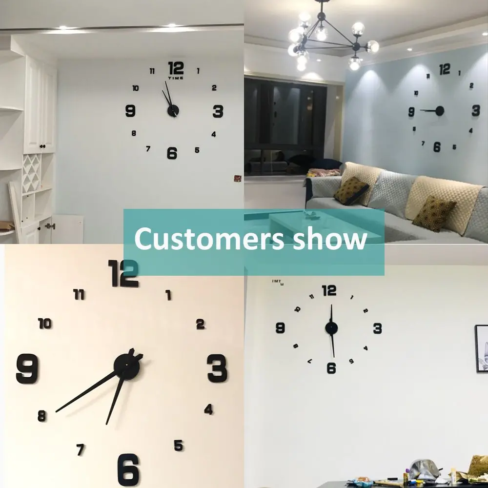 Modern Mute DIY Frameless Large Wall Clock 3d Mirror Sticker Metal Big Watches Home Office Decorations