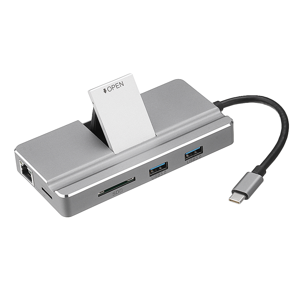

8-в-1 Type-C - USB 3.0 PD 3.0 Зарядка 4K Видео Дисплей Гигабитный RJ45 SD TF-концентратор с поддержкой телефона