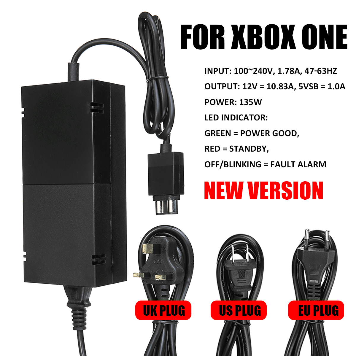 AC Adapter Charger Power Supply Cord Cable Unit for Microsoft Xbox One Console 24