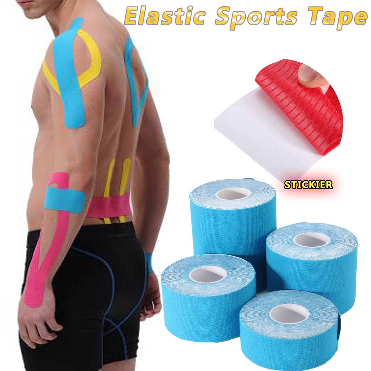 

1pc 5m Self-adhesiv Elastic Sport Muscle Sport Tape Bandage Physio Strain Support Pain Relief Roll