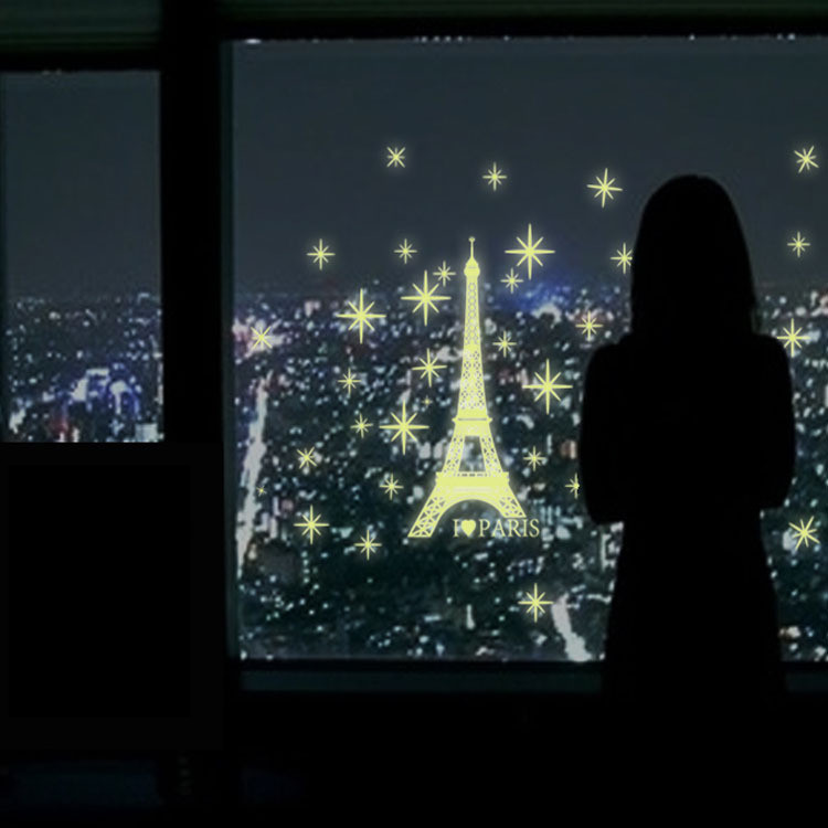 

Luminous Eiffel Tower Wall Stickers Glow In Darkness Home Room Window Wall Decor