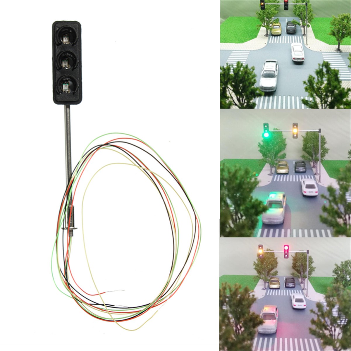 

Mini Micro Traffic Signal Turn Lights Model HO OO Scale Railway Crossing Train Street Light Model