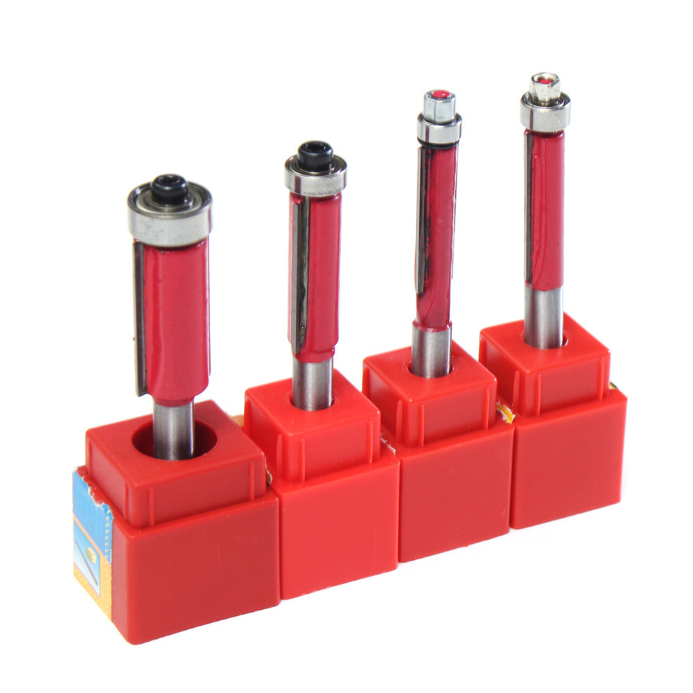 1/4 Inch Shank End Bearing Dual Flutes Trim Cutter Router Bit for Woodworking