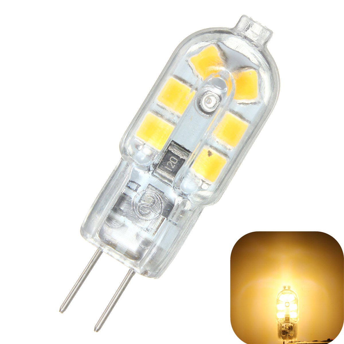 

10PCS G4 2W Non-dimmable SMD2835 Warm White Transparent Cover LED Light Bulb for Indoor Home Decor DC12V