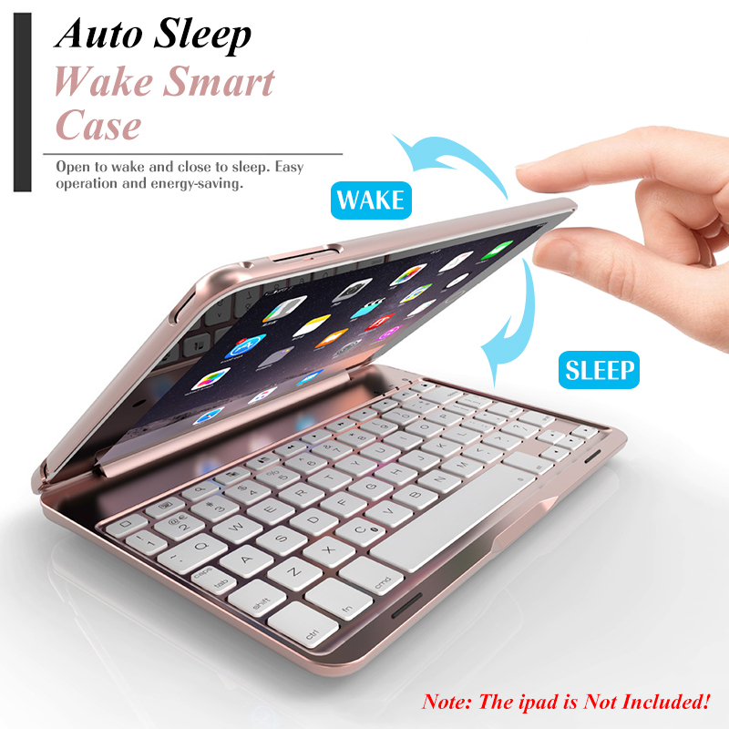 7 Colors Backlit Aluminum bluetooth Keyboard Kickstand Case For iPad Mini 2/iPad Mini 3 13
