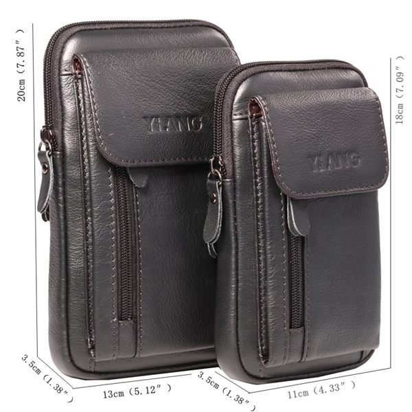Genuine Leather 5.5-7″ Cellphone Bag Waist Bag Crossbody Bag For Men - US$50.49