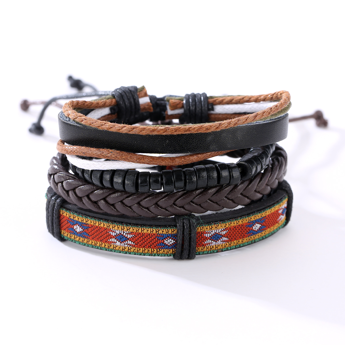 

Vintage Adjustable Multilayer Braided Weave Leather Bracelet