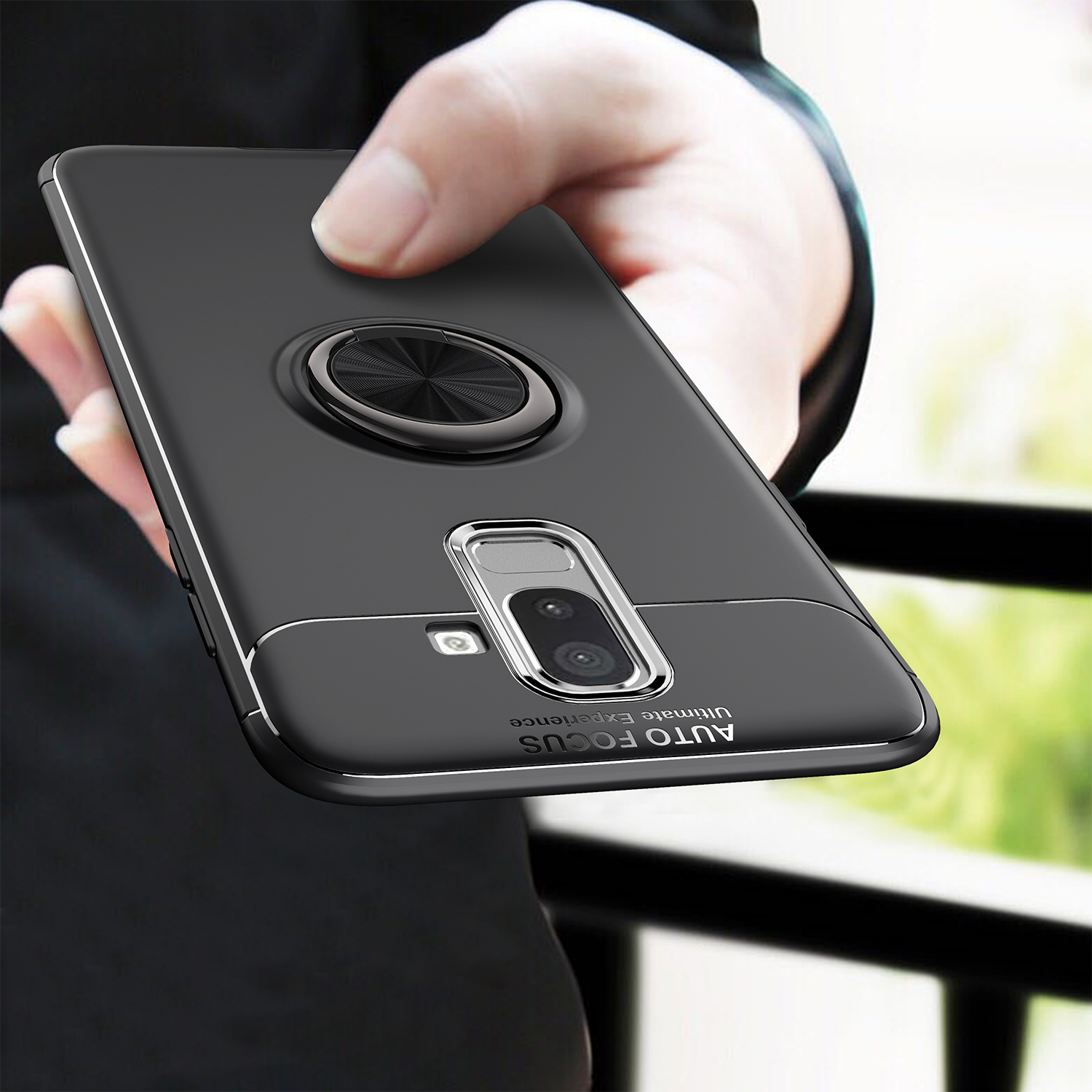 

C-KU 360º Вращающийся кольцевой захват Kicktand Protective Чехол для Samsung Galaxy J8 2018