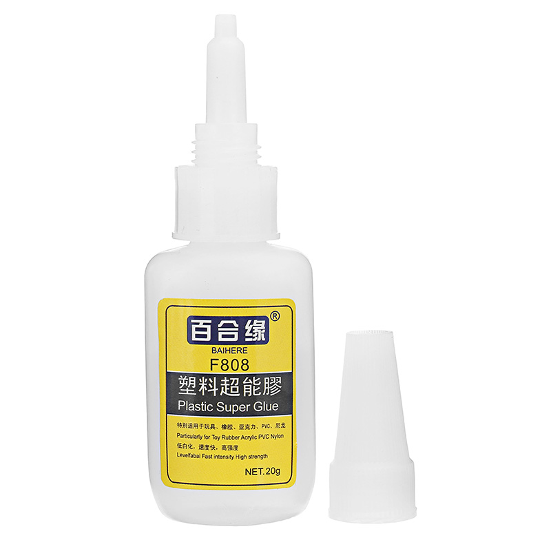 

BAIHERE 20g 808 Plastic Super Glue Strong Instant Adhesive for Rubber ABS PVC Plastic Nylon Acrylic