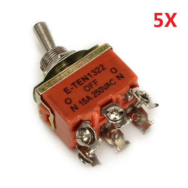 

Wendao KN-1322 ON/OFF/ON AC 250V 15A 6 Pins Toggle Rocker Switch 5pcs