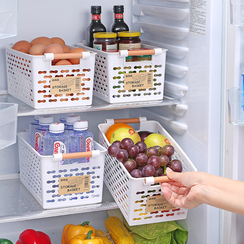 

Plastic Kitchen Refrigerator Basket Fridge Storage Rack Freezer Shelf Holder Bathroom Desktop Storage Box