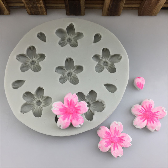 

New Cherry Tree Petal Flower Water Droplets Petals Fondant Cake Decoration Silicone Mold Aromatherapy Plaster Decoration Tools