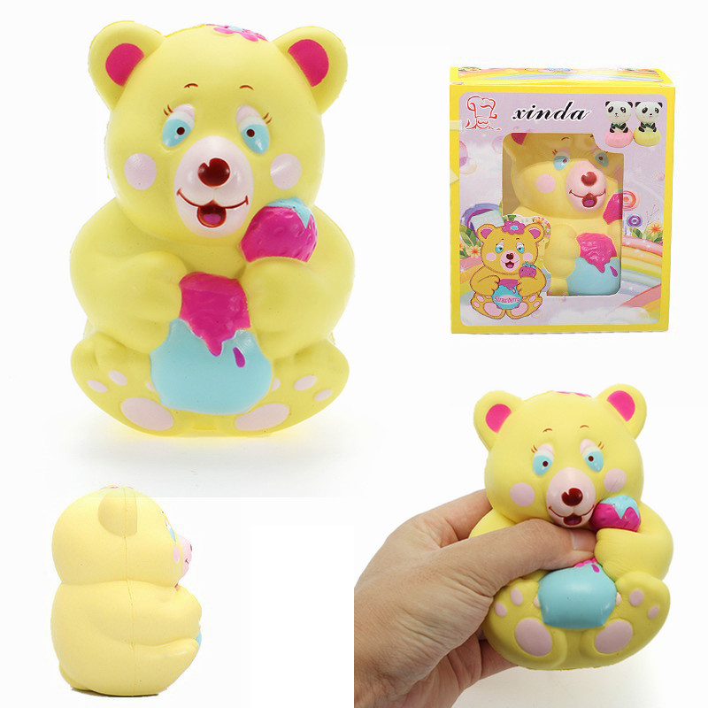 

Xinda Squishy Strawberry Bear Holding Honey Pot 12cm Slow Rising With Packaging Collection Gift Toy