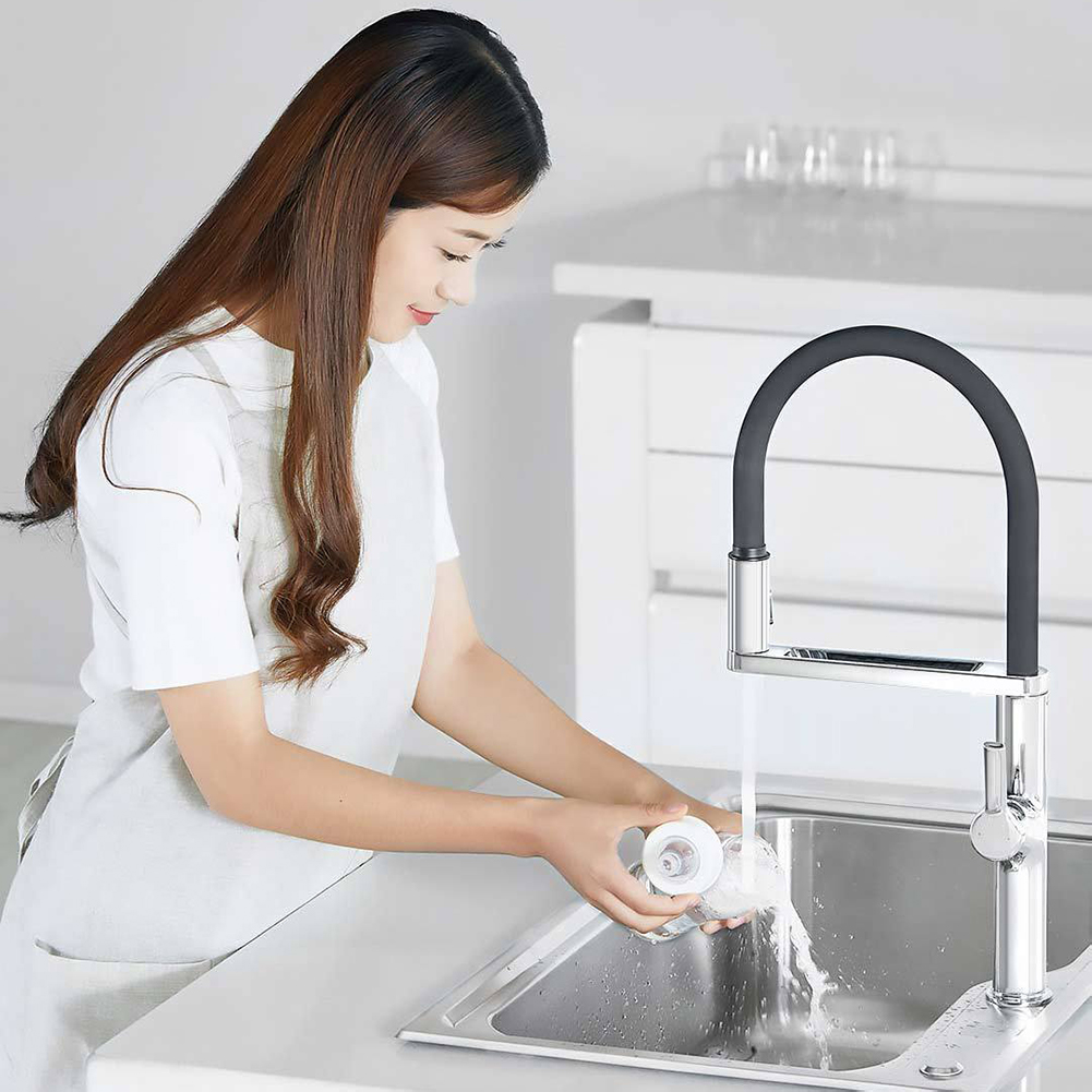 

DABAI Kitchen Sink Sensor Faucet w/ Pre-rinser Sprayer Induction Rotatable Touchless One Handle Hot Cold Mixer Tap from