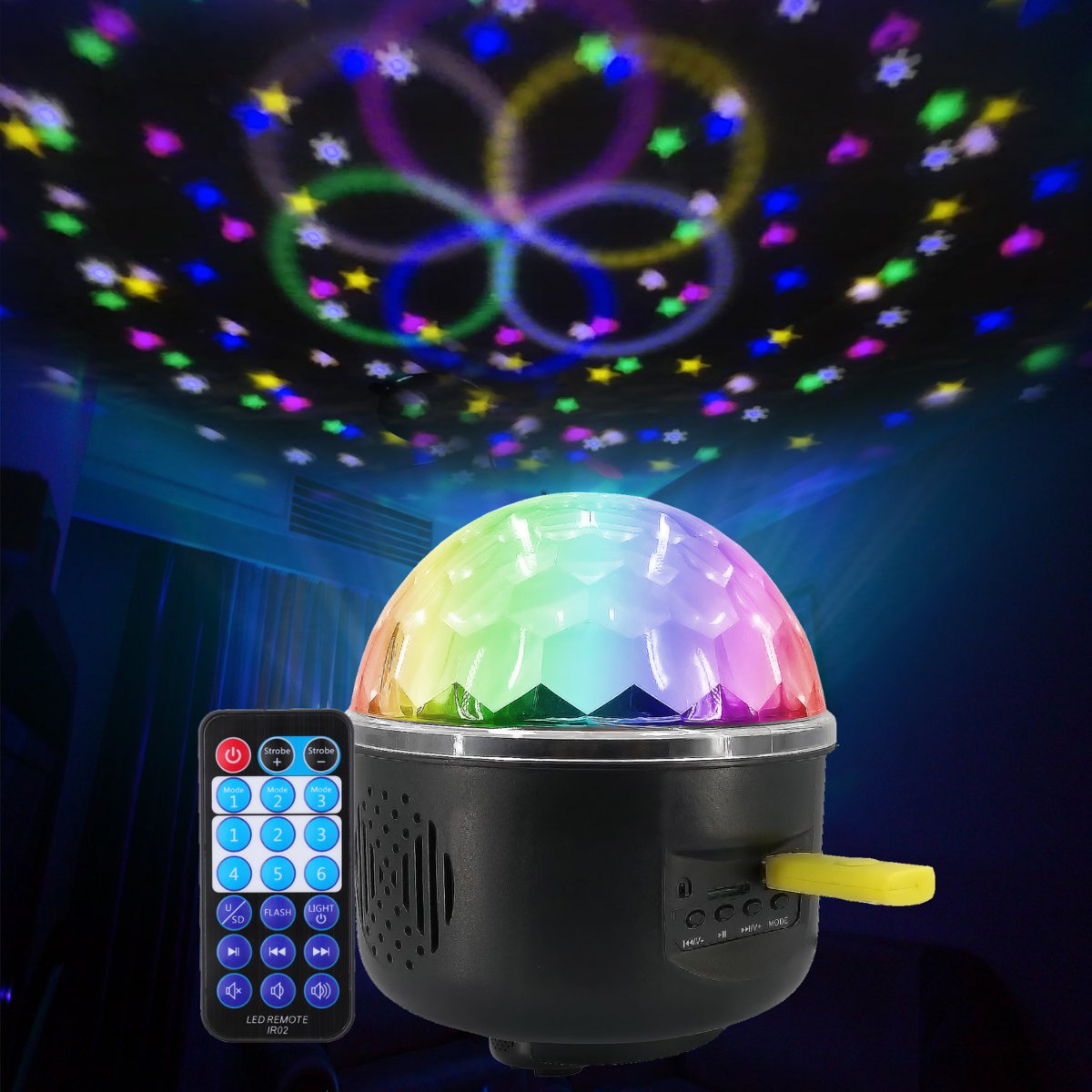 

Remote Control Crystal Magic Ball 6 LED Stage Light Party Disco DJ Club KTV