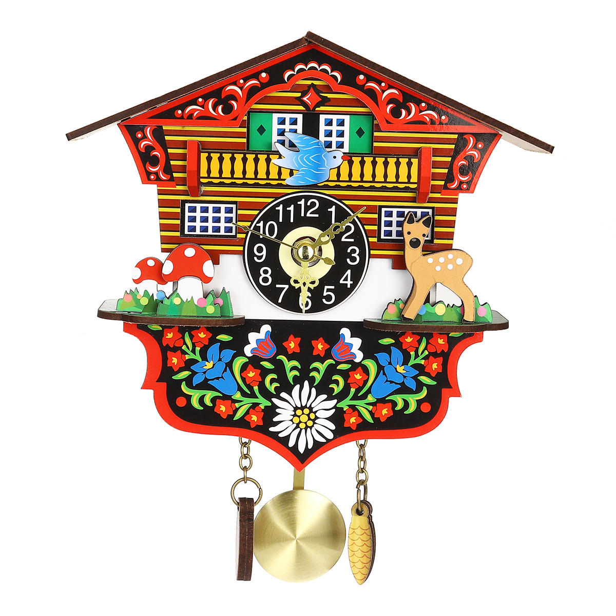 

KB-002 Деревянная кукушка Часы 3D Качели Часы Мультипликационная стена Часы Bird Time Bell Alarm Alarm Watch