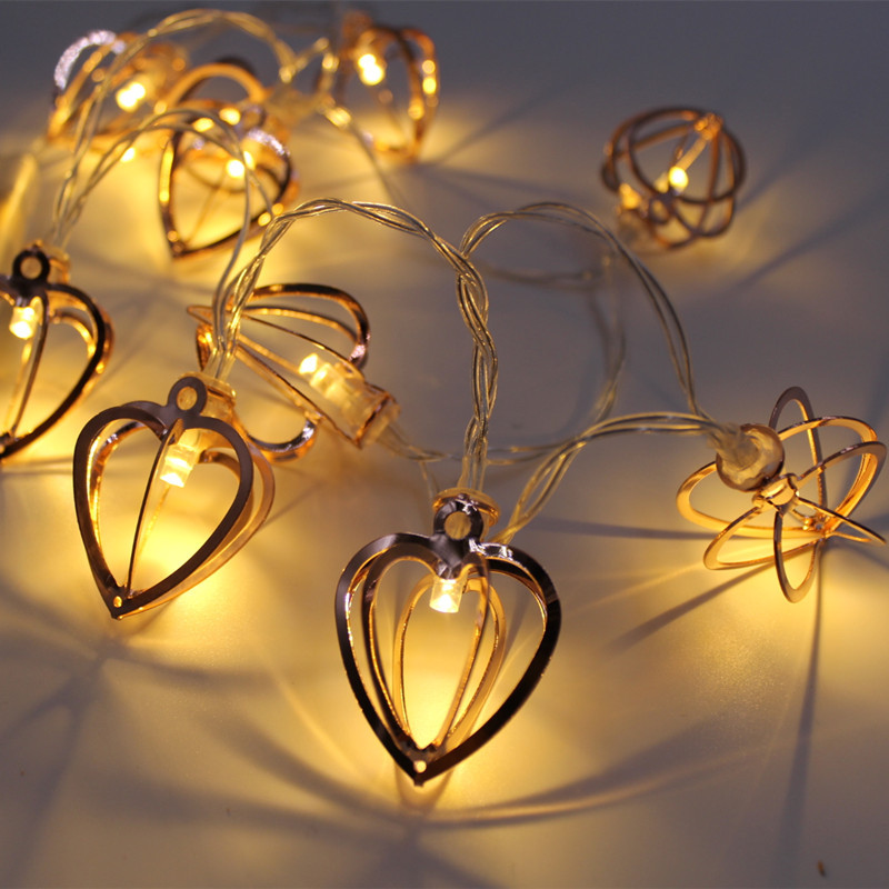 

KCASA 1M 10 LED Metal Heart String Lights LED Fairy Lights for Festival Christmas Halloween Party Wedding Decoration Battery Powered