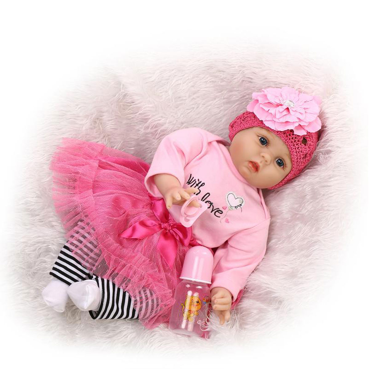 

22"NPK DOLL Realistic Handmade Reborn Baby Girl Doll Toy Lifelike Soft Silicone Viny