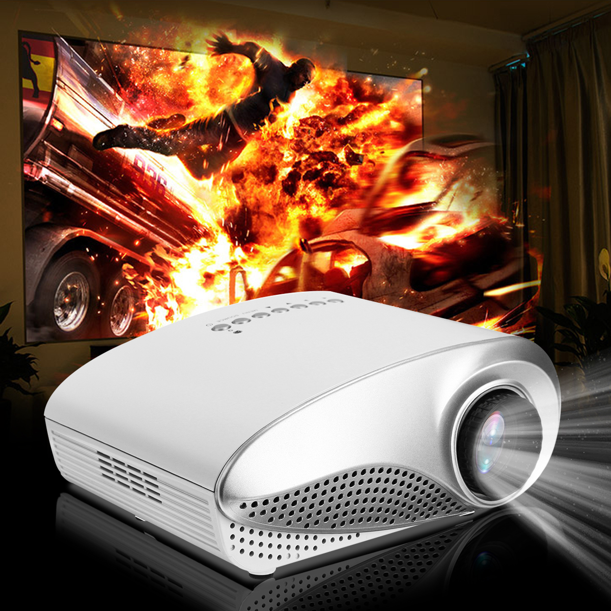 3D 1080P Portable LCD LED Mini Projector 600 Lumens 480x320 USB VGA TV AV Office Home Theater 30