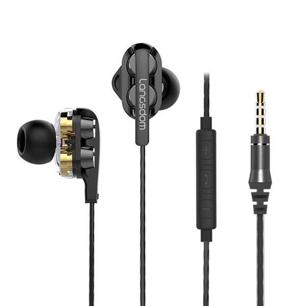 

[Dual Dynamic Drivers] Langsdom D4C Heavy Bass Stereo Line Control Earphone Headphone With Mic